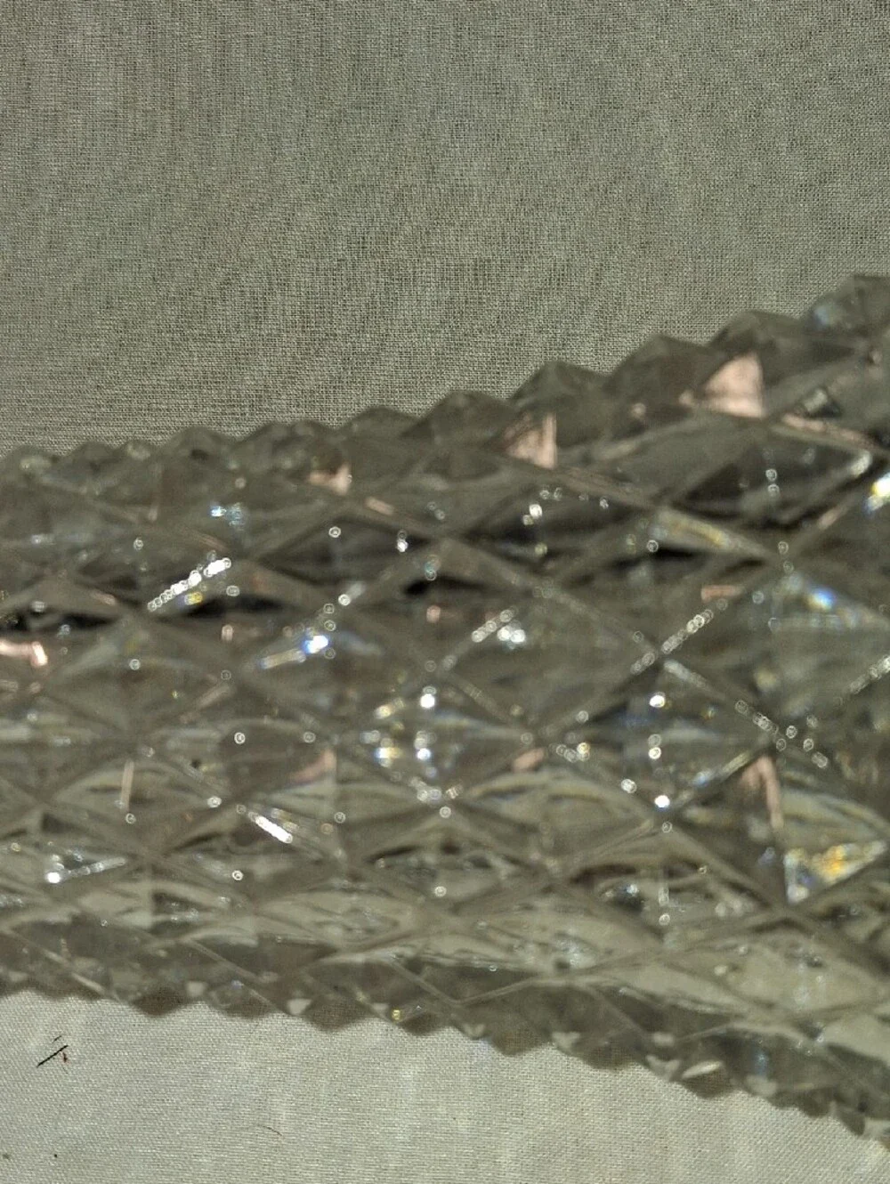 Vintage Clear Glass Diamond Pattern Vase Trumpet Style Glass Vase